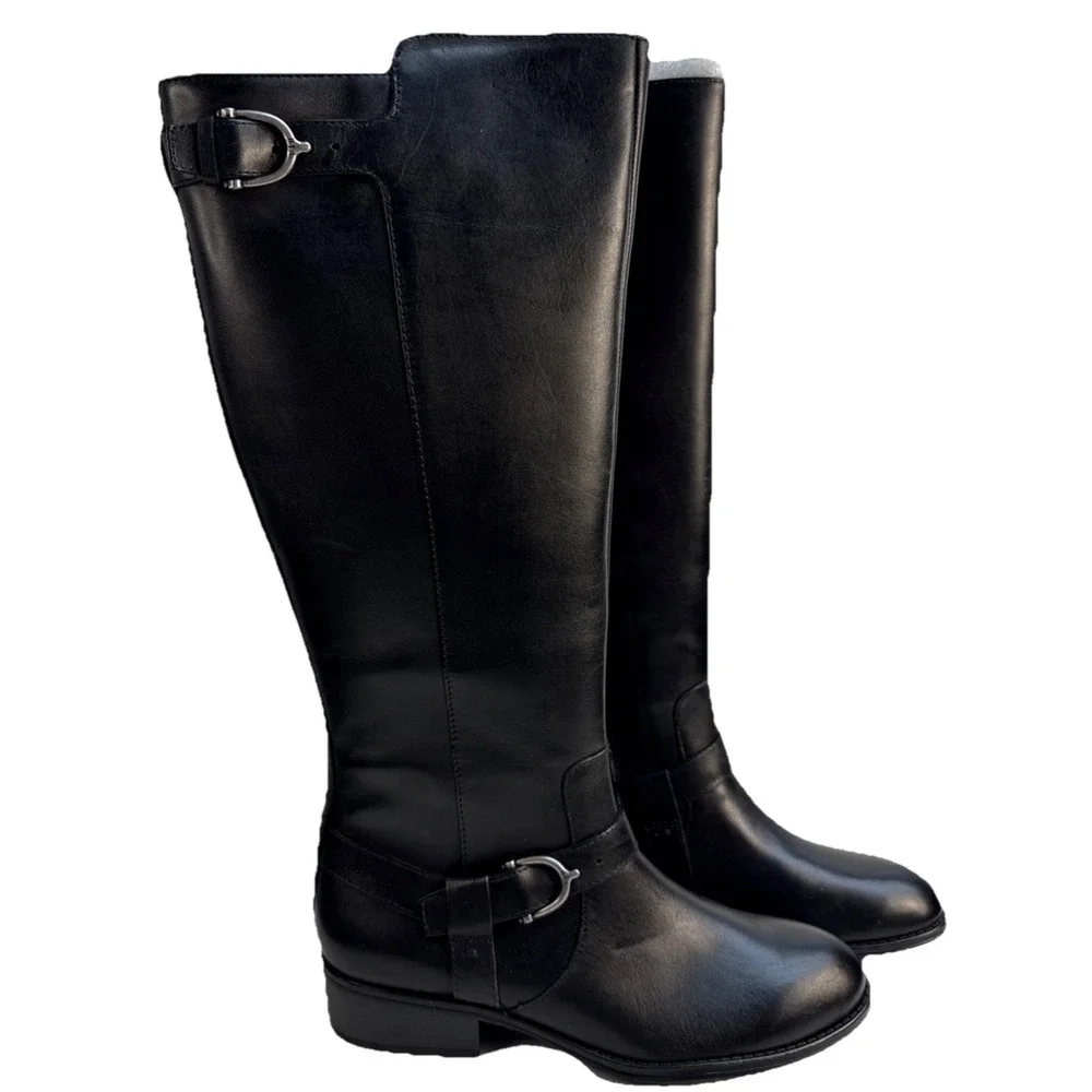 Lauren Ralph Lauren Womens Margarite Black Riding Boots 5.5 Width‎ B NWB